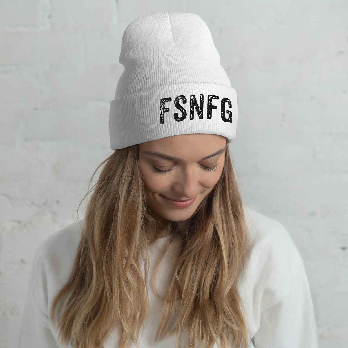 Graffiti Logo Cuffed Beanie - White