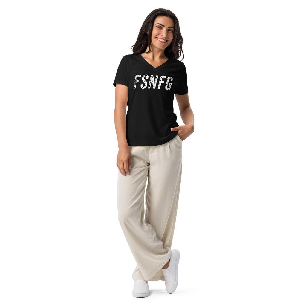 Ladies Graffiti White Logo V-Neck